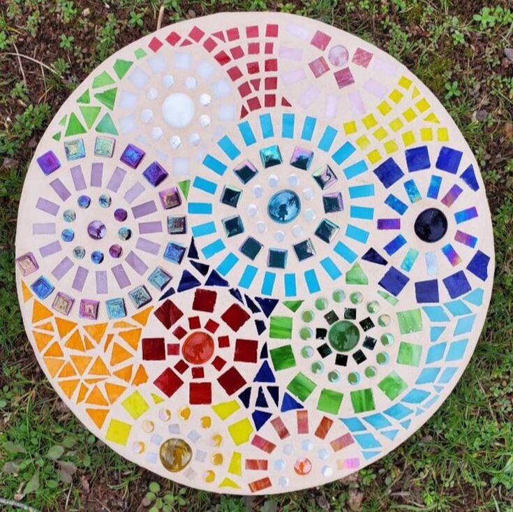 rainbow mosaic paver