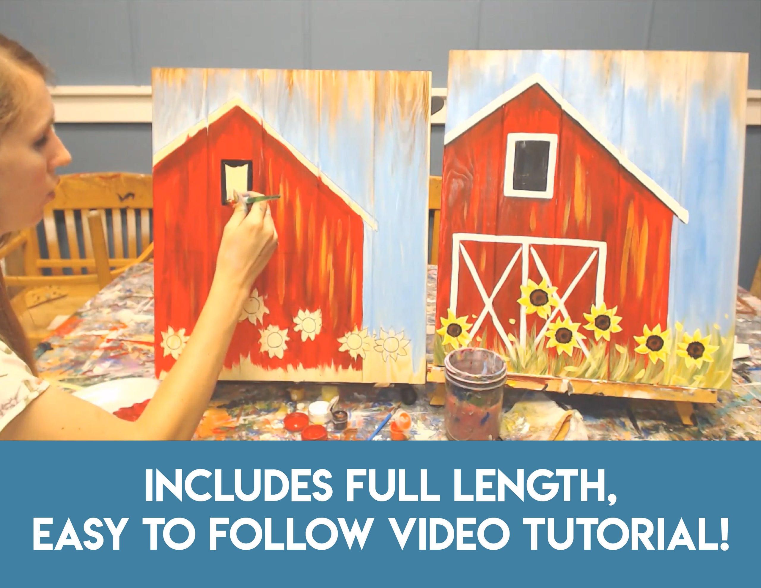 Rustic Barn Canvas Sign Painting Kit Like the use of merging of colors and shades to create a masterpiece on the wall. usd
