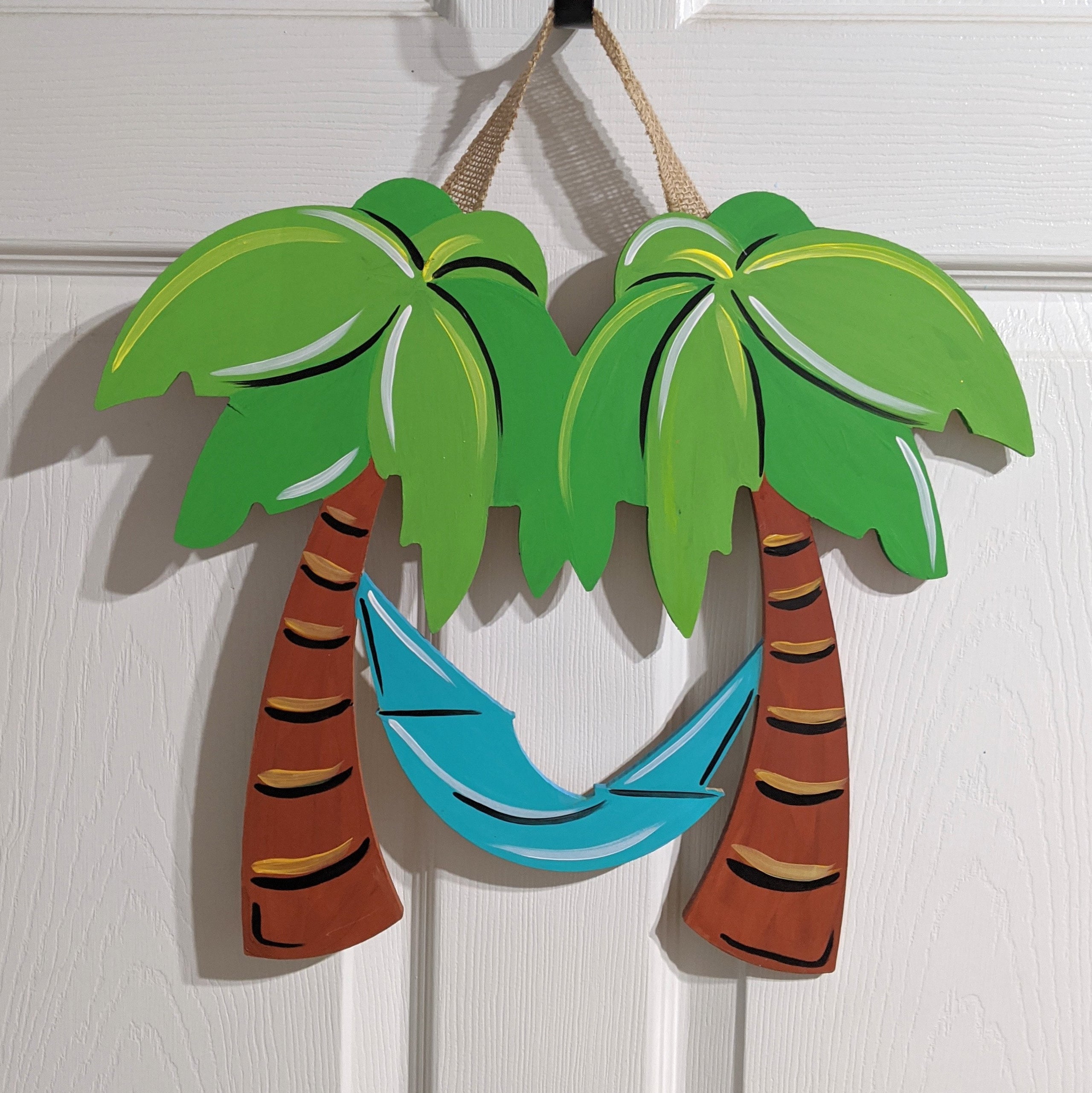 Evergreen Palm Tree Outdoor Safe Burlap Door Decor 