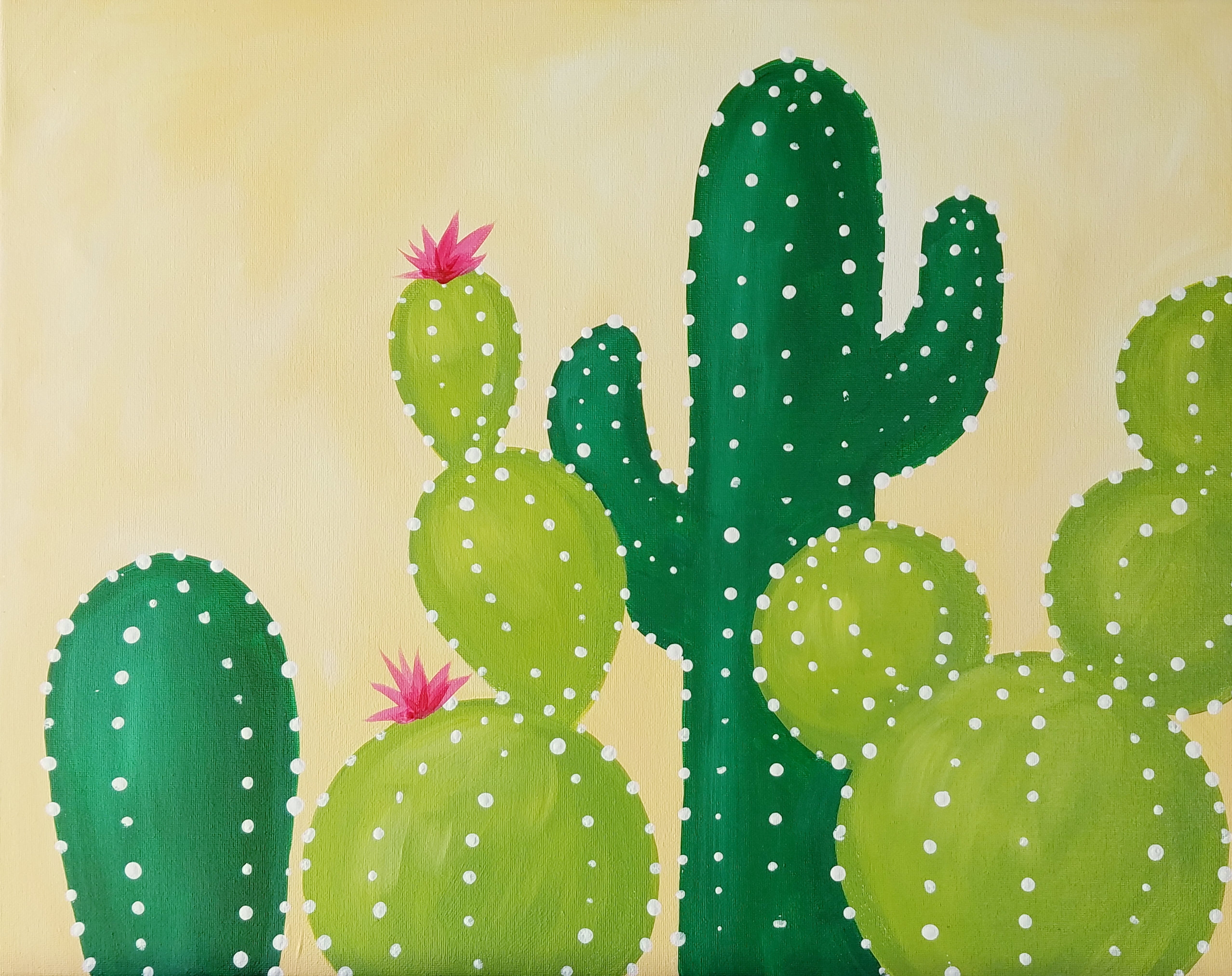Cactus BLACK CANVAS Painting Kit